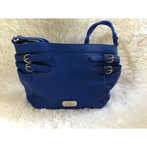 Rossetti Blue Handbag Shoulder Bag Satchel Purse Pocketbook Silver Buckles
